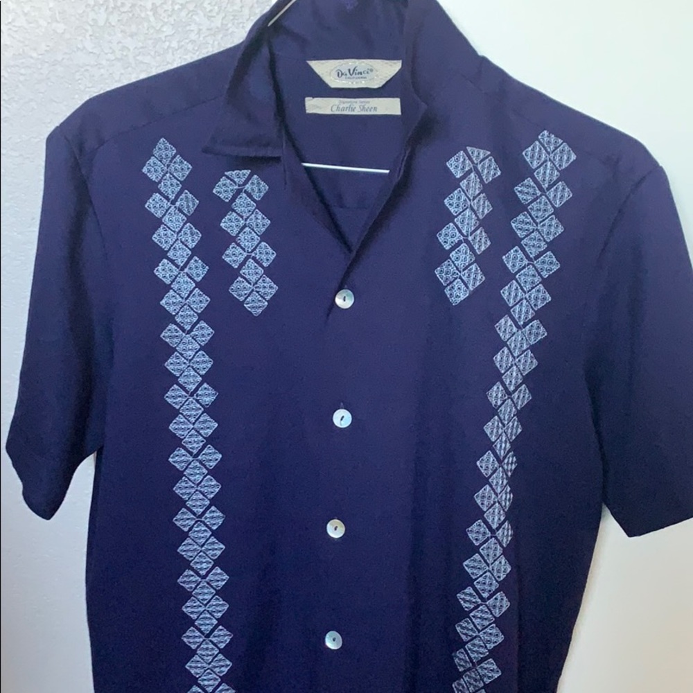 Da Vinci Charlie Sheen Signature Navy Blue Button